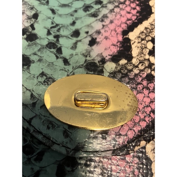 H&M Vintage Snake Pattern Pastel Clutch Bag Envelope Style Gold Turn lock Pink - Picture 3 of 6